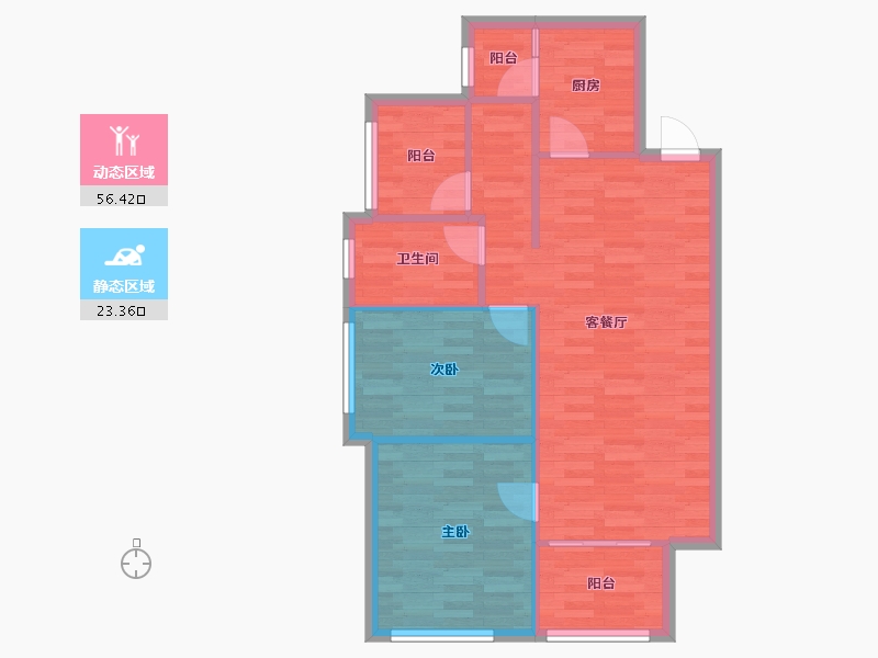 重庆-重庆市-中洲半岛城邦3号楼,72m²-72.58-户型库-动静分区