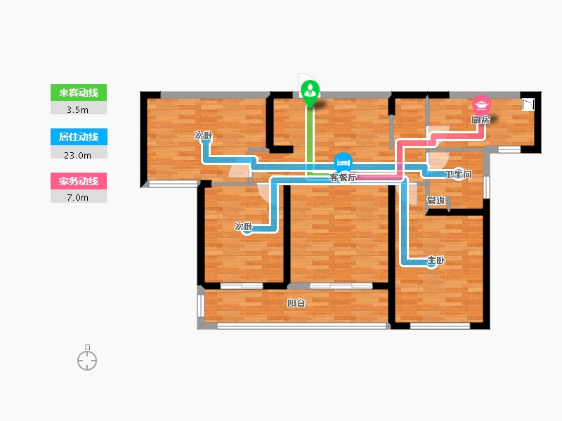 河南省-郑州市-融创城开中原宸院二期5号楼110m²-88.00-户型库-动静线