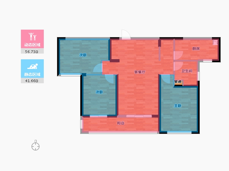 河南省-郑州市-融创城开中原宸院二期5号楼110m²-88.00-户型库-动静分区