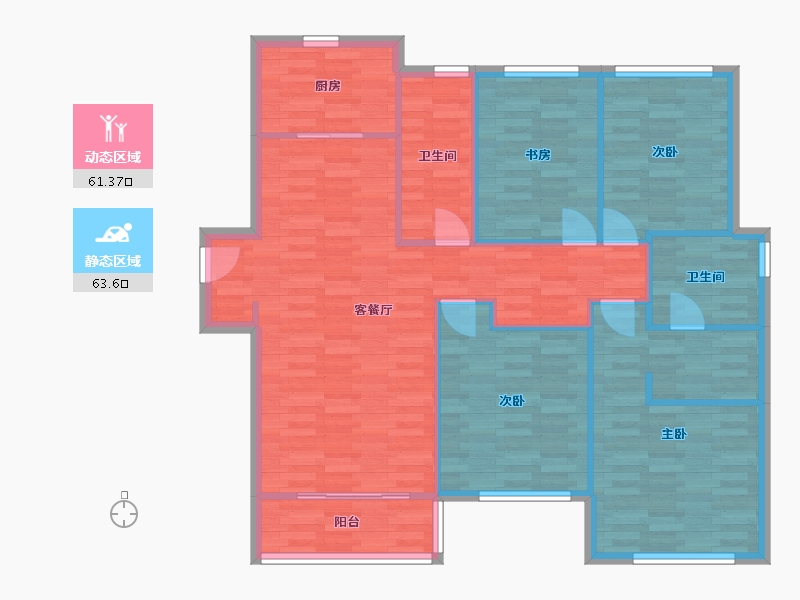 河南省-郑州市-融创城开中原宸院1号楼,2号楼,3号楼,6号楼,7号楼,8号楼143m²-114.40-户型库-动静分区