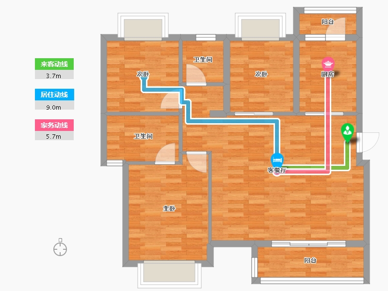 重庆-重庆市-中骏弘阳樾景台16号楼99㎡-82.77-户型库-动静线