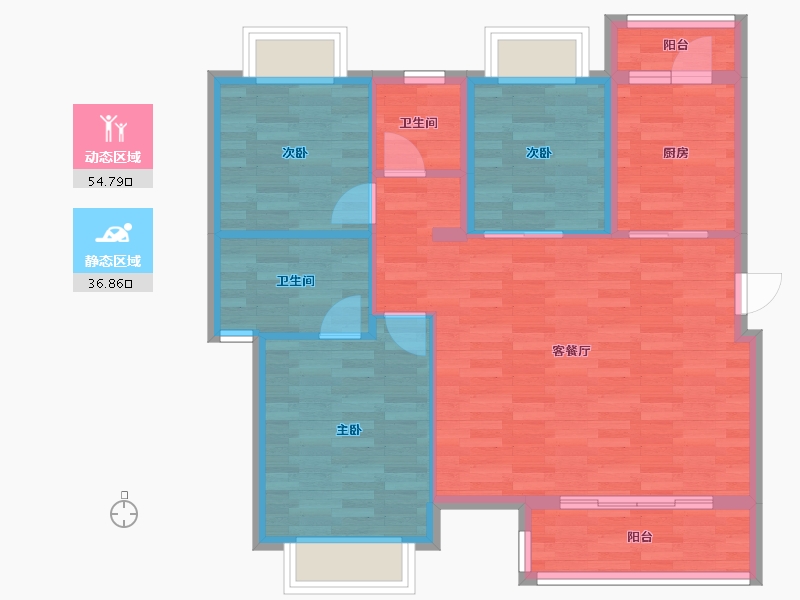 重庆-重庆市-中骏弘阳樾景台16号楼99㎡-82.77-户型库-动静分区