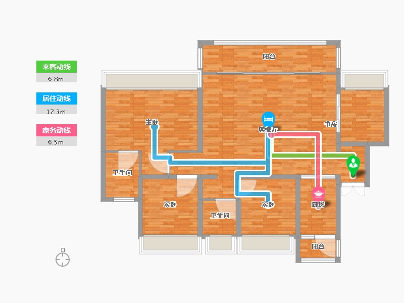 重庆-重庆市-融创溪山春晓2号地块2号楼,2号地块3号楼141.38m²-123.00-户型库-动静线