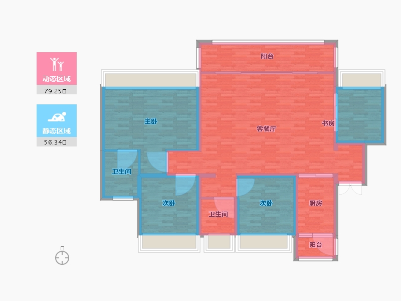 重庆-重庆市-融创溪山春晓2号地块2号楼,2号地块3号楼141.38m²-123.00-户型库-动静分区