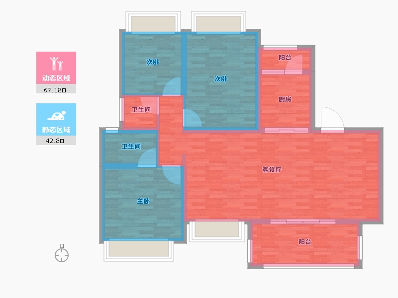 重庆-重庆市-悦溪正荣府118m²-99.00-户型库-动静分区