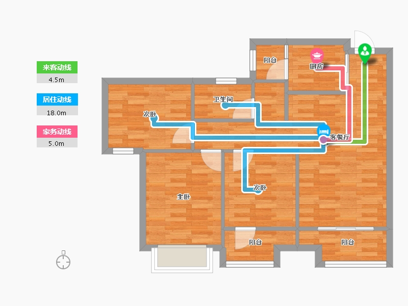 重庆-重庆市-中骏弘阳樾景台6号楼,7号楼,17号楼87㎡-67.36-户型库-动静线