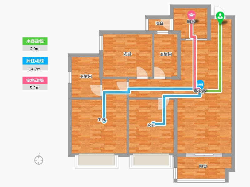 重庆-重庆市-合景融创璟月台2号楼,3号楼0m²-101.69-户型库-动静线