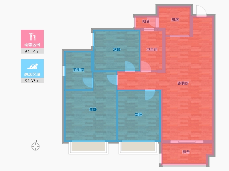 重庆-重庆市-合景融创璟月台2号楼,3号楼0m²-101.69-户型库-动静分区