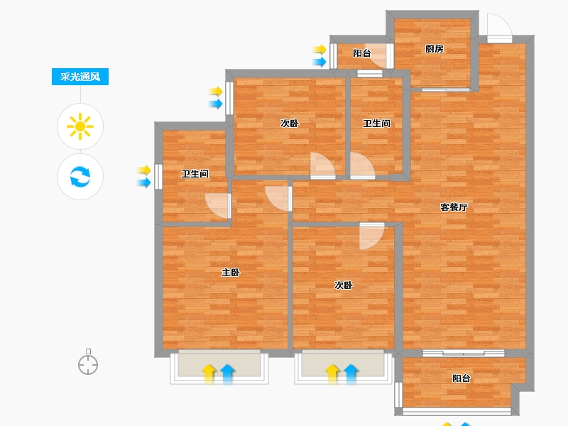 重庆-重庆市-合景融创璟月台2号楼,3号楼0m²-101.69-户型库-采光通风