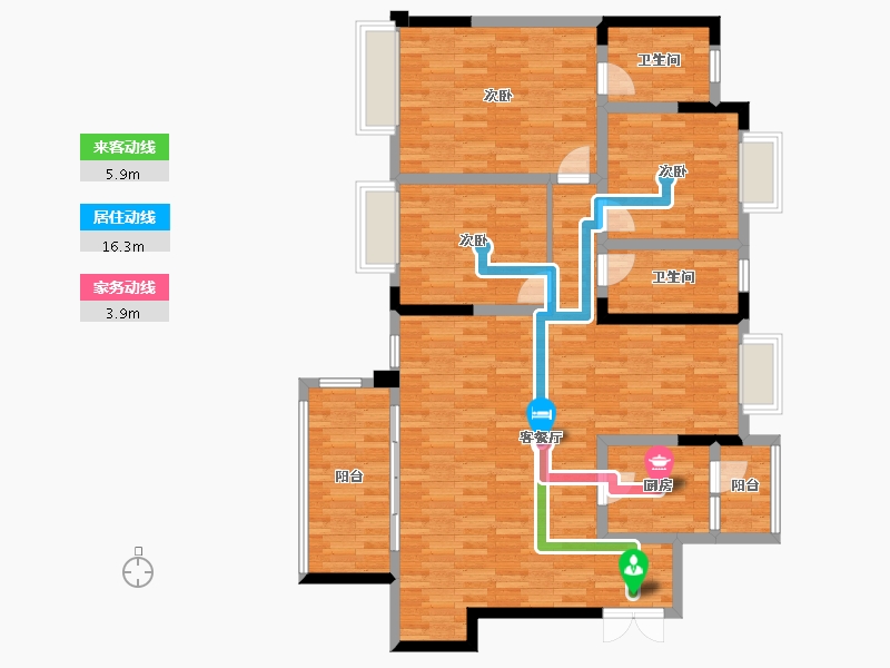 重庆-重庆市-金融街两江融府6号地块3幢151.13㎡-120.99-户型库-动静线