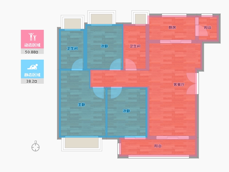 重庆-重庆市-融创溪山春晓14号楼套内面积82m²-79.76-户型库-动静分区