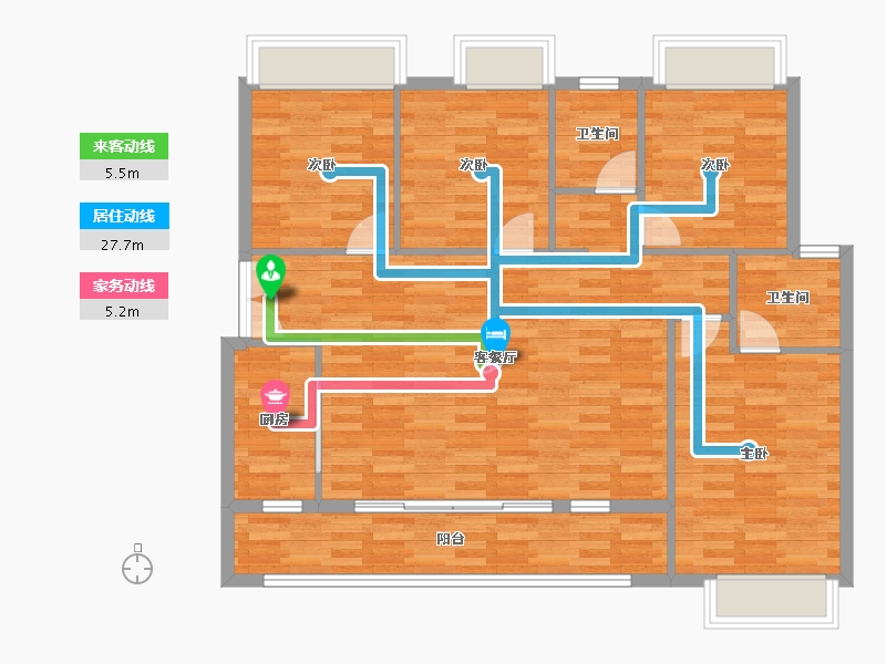 重庆-重庆市-融创合景珑锦学府12号楼127.34m²-104.65-户型库-动静线