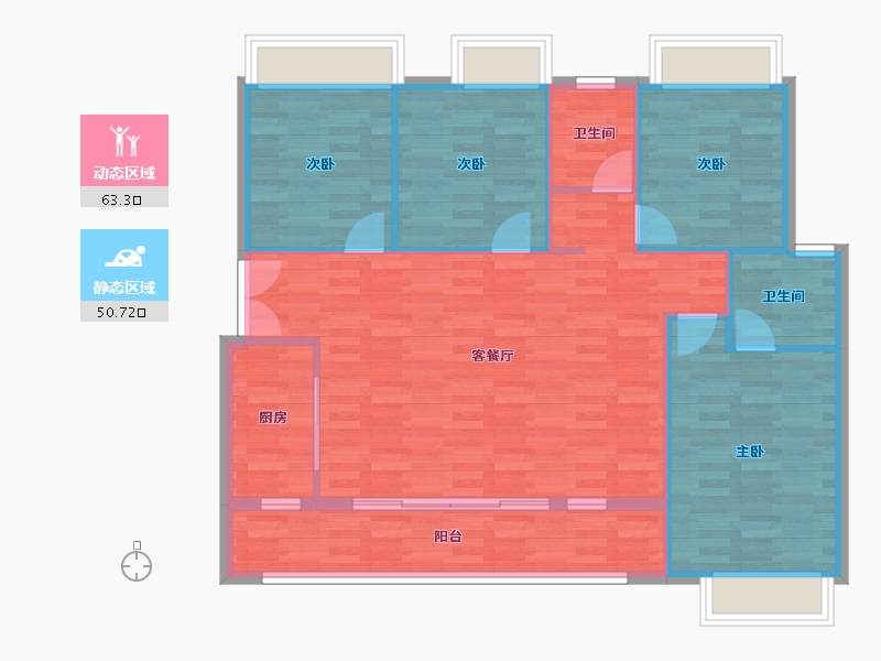 重庆-重庆市-融创合景珑锦学府12号楼127.34m²-104.65-户型库-动静分区