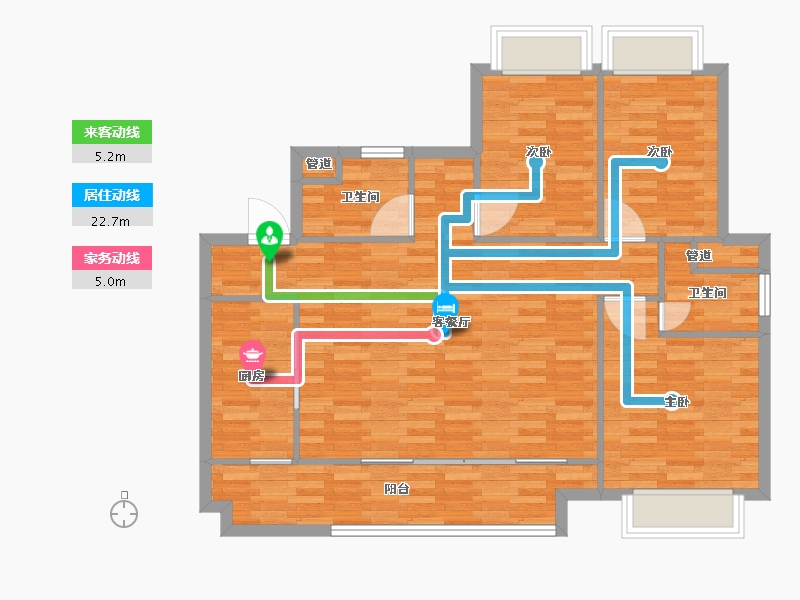 重庆-重庆市-桂语九里2期10号楼套内94m²-94.00-户型库-动静线