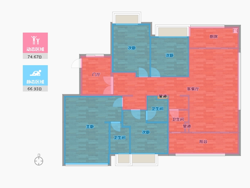 重庆-重庆市-桂语九里6号楼,8号楼,12号楼套内131m²-129.79-户型库-动静分区