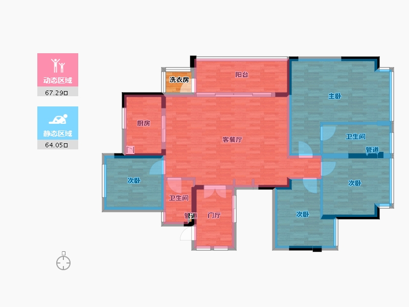 重庆-重庆市-弘阳天宸一品4号楼套内111m²-120.05-户型库-动静分区