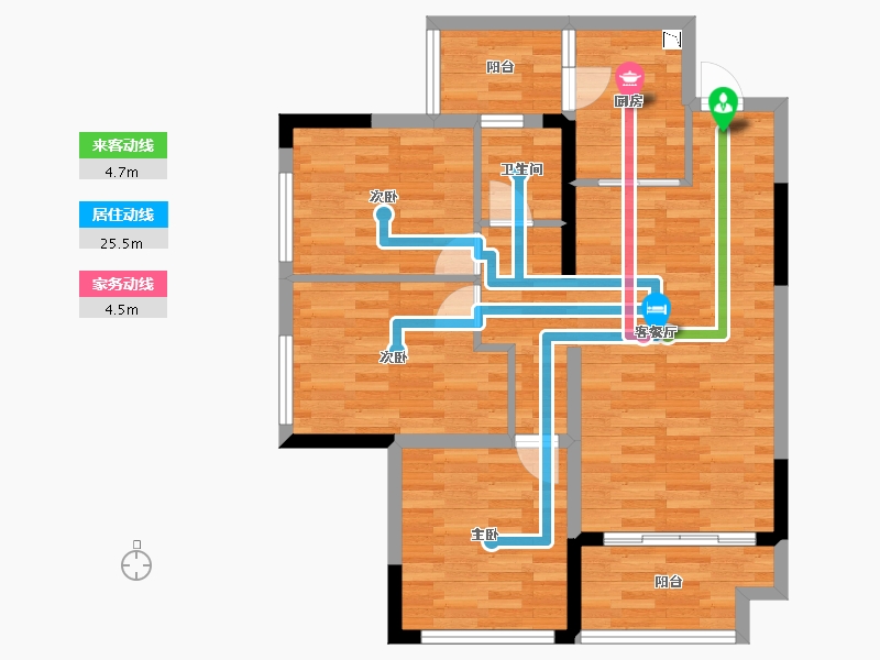 重庆-重庆市-华润置地润西山A3,A4,A5,A6,A11,B2,B3,B4,B5,B6,13号楼套内82m²-78.19-户型库-动静线