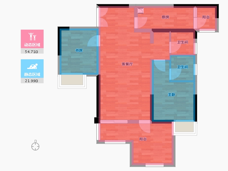 重庆-重庆市-富州平顶山8号楼套内70m²-67.49-户型库-动静分区