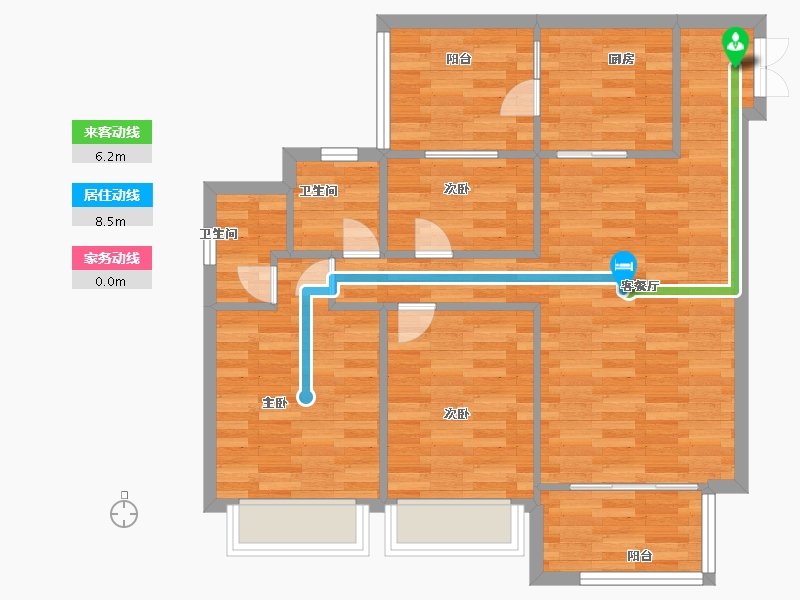 重庆-重庆市-富州平顶山4号楼套内80m²-80.00-户型库-动静线