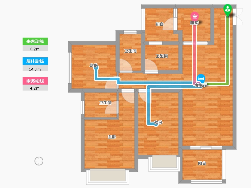 重庆-重庆市-富州平顶山8号楼套内91m²-91.00-户型库-动静线