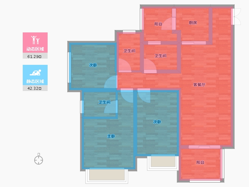 重庆-重庆市-富州平顶山8号楼套内91m²-91.00-户型库-动静分区