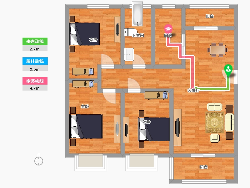 河南省-郑州市-威龙中心城10A户型111m²-89.61-户型库-动静线