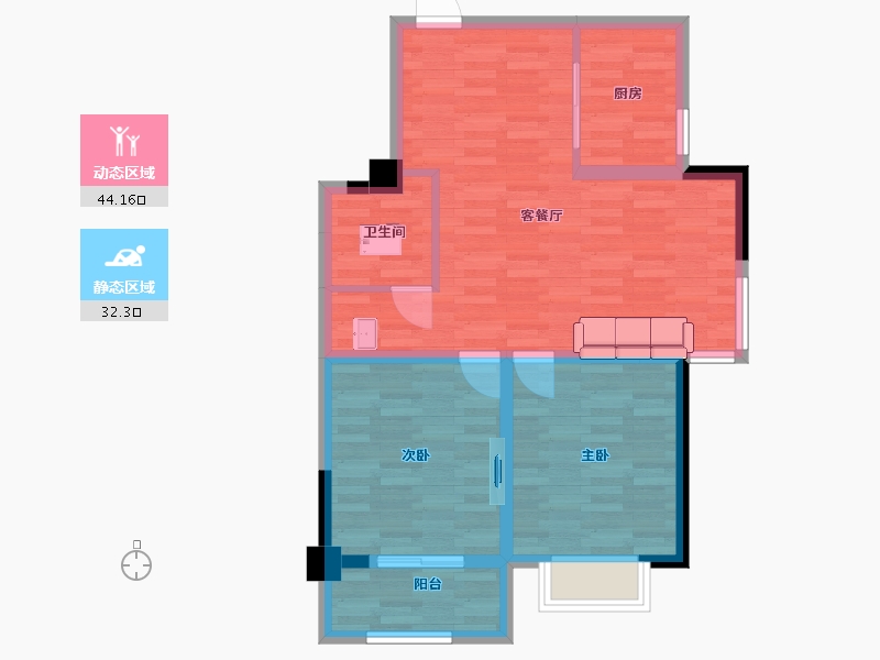 河南省-郑州市-安恒品邸1号楼,2号楼,5号楼85m²-68.32-户型库-动静分区