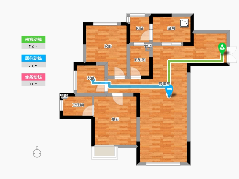 重庆-重庆市-华宇城二期M8地块2号楼,二期M8地块4号楼套内91m²-79.66-户型库-动静线