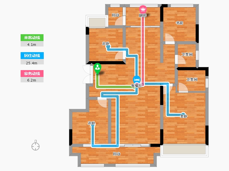 重庆-重庆市-金科集美嘉悦132.38m²-110.55-户型库-动静线