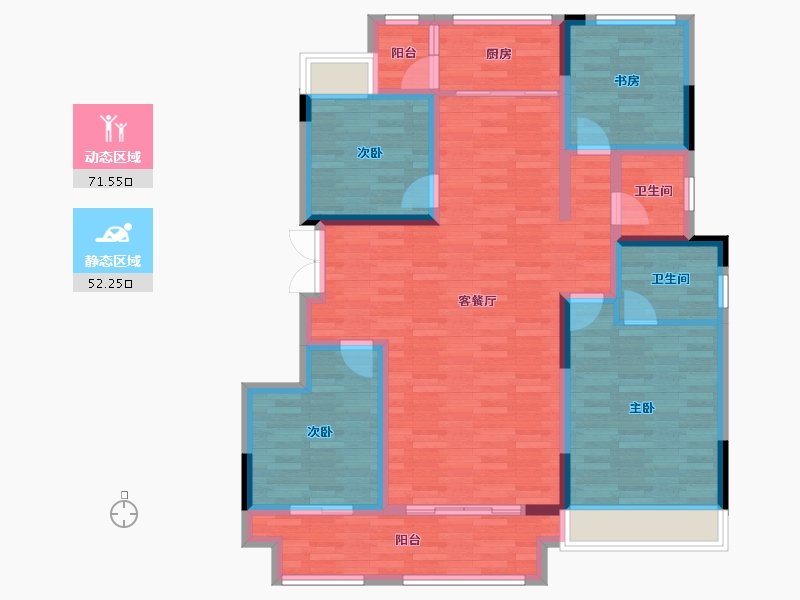 重庆-重庆市-金科集美嘉悦132.38m²-110.55-户型库-动静分区