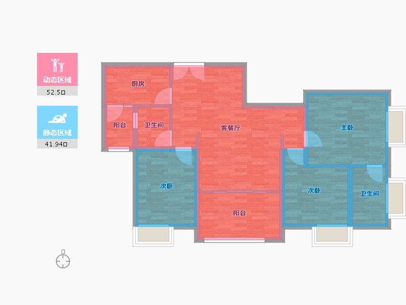 重庆-重庆市-竞发岩湾六十九号113.27m²-84.25-户型库-动静分区