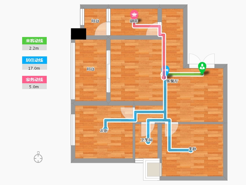 重庆-重庆市-竞发岩湾六十九号84.49m²-67.19-户型库-动静线