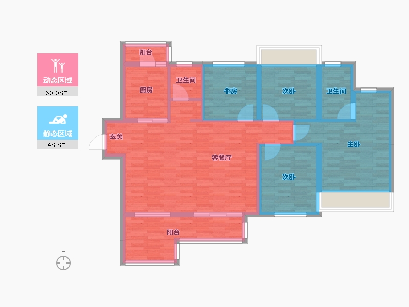 四川省-成都市-奥园玖俪湾3号楼125m²-97.24-户型库-动静分区