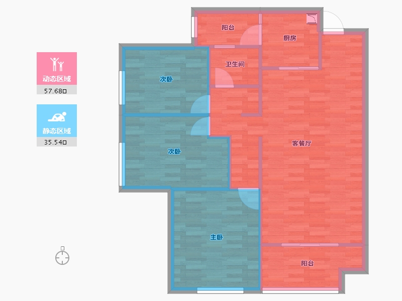 重庆-重庆市-华润置地润西山A2,A10,B5,B6,B7,B8,B11号楼套内85m²-85.00-户型库-动静分区