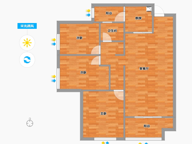 重庆-重庆市-华润置地润西山A2,A10,B5,B6,B7,B8,B11号楼套内85m²-85.00-户型库-采光通风