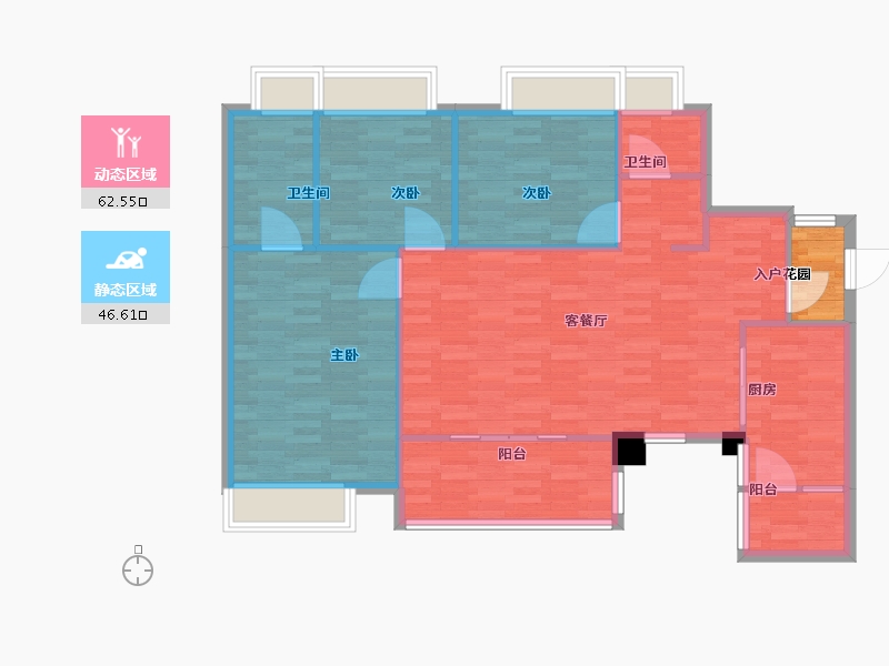 重庆-重庆市-华润置地润西山A3号楼,A4号楼,B13号楼套内103m²-103.00-户型库-动静分区