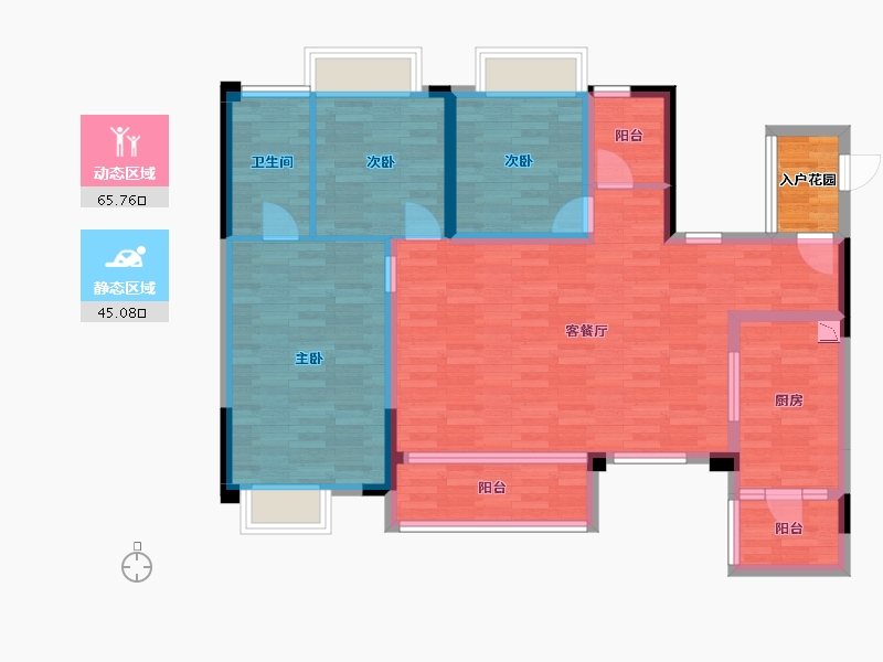 重庆-重庆市-华润置地润西山B5号楼套内106m²-102.62-户型库-动静分区