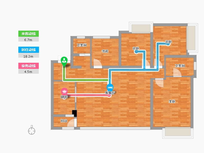 重庆-重庆市-华宇城二期M16地块3号楼套内113m²-103.02-户型库-动静线