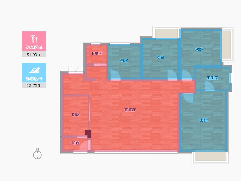 重庆-重庆市-华宇城二期M16地块3号楼套内113m²-103.02-户型库-动静分区