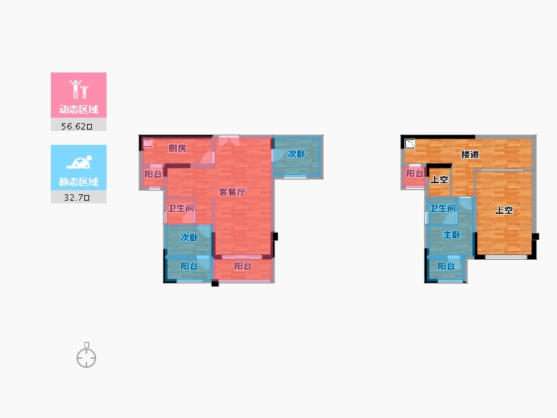 重庆-重庆市-华宇城二期M8地块2号楼,二期M8地块4号楼套内109m²-114.58-户型库-动静分区