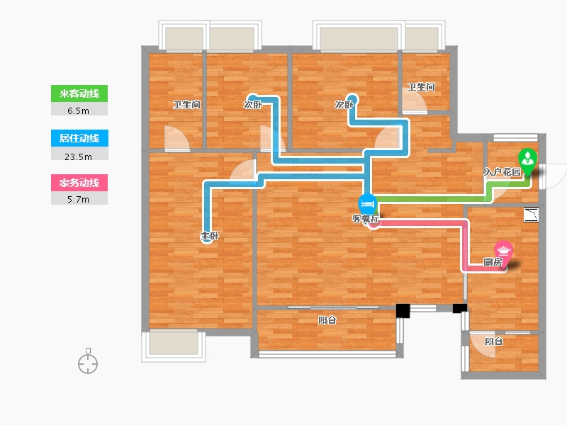 重庆-重庆市-华润置地润西山B7号楼,B8号楼,B11号楼套内108m²-108.00-户型库-动静线