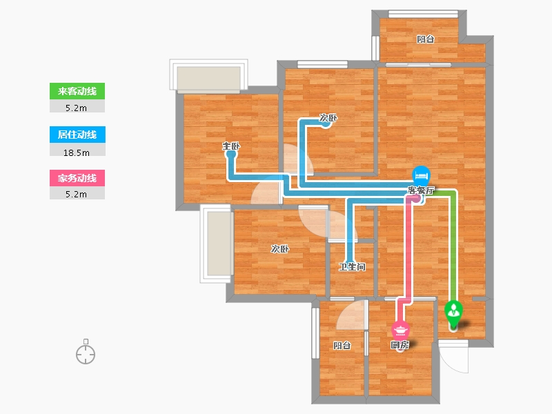 重庆-重庆市-华润置地润西山B5号楼套内79m²-77.05-户型库-动静线