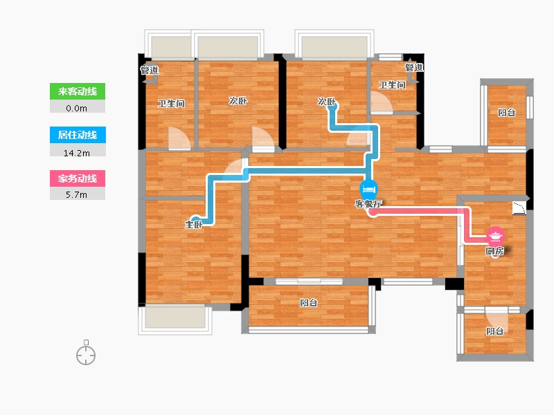 重庆-重庆市-华润置地润西山B6号楼套内110m²-101.85-户型库-动静线