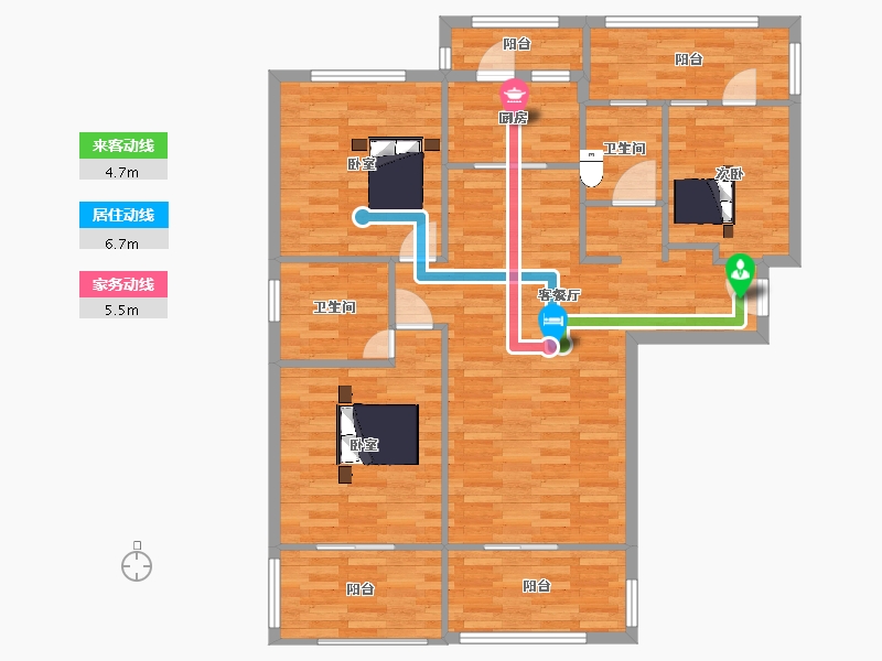 河南省-郑州市-华南城中园D户型20号楼,17号楼132m²-105.92-户型库-动静线