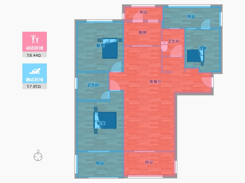 河南省-郑州市-华南城中园D户型20号楼,17号楼132m²-105.92-户型库-动静分区