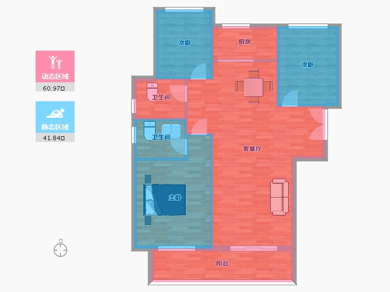 河南省-郑州市-永丰乐城A3户型118m²-94.01-户型库-动静分区