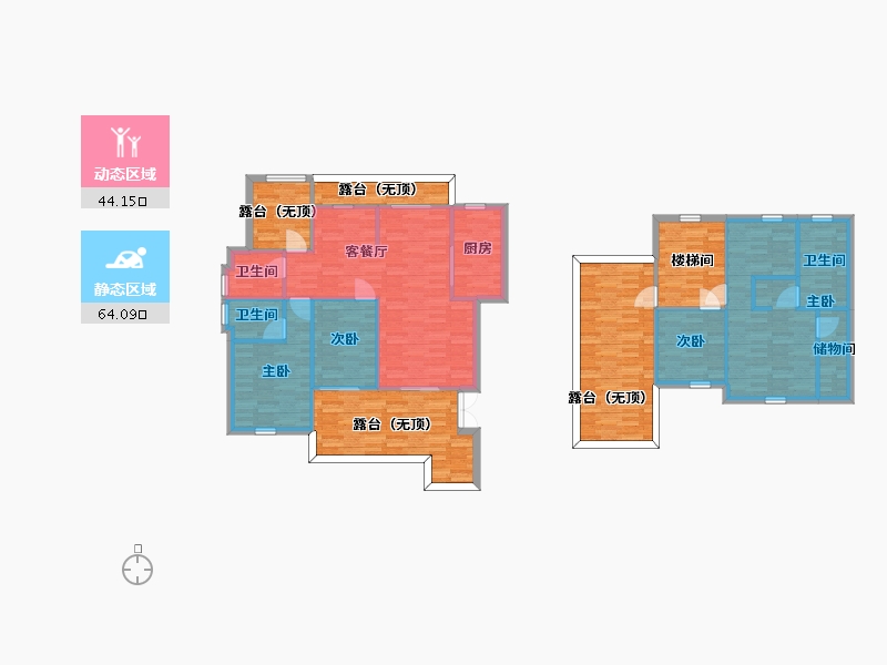 河南省-郑州市-翰林华府11A-9户型188m²-152.00-户型库-动静分区