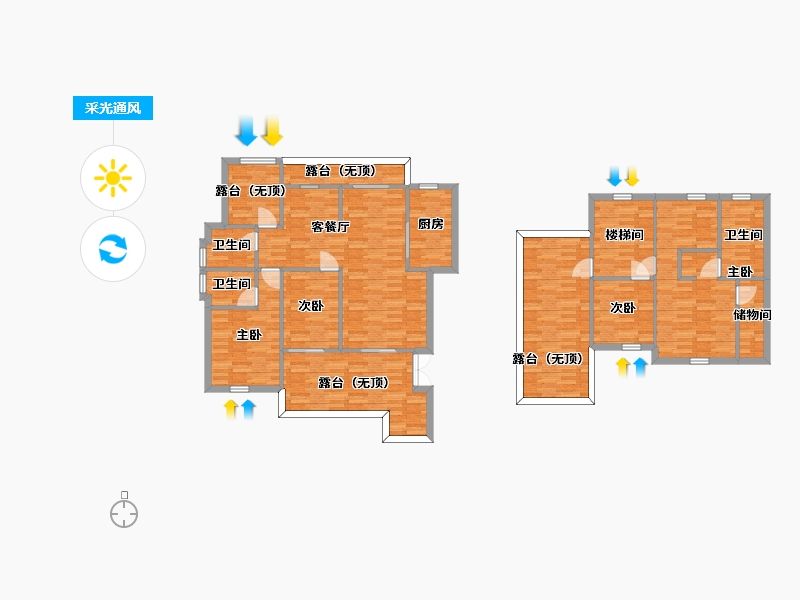 河南省-郑州市-翰林华府11A-9户型188m²-152.00-户型库-采光通风