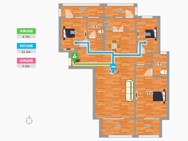 河南省-郑州市-华南城中园C户型20号楼17号楼23号楼125m²-99.95-户型库-动静线