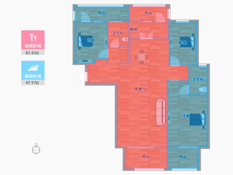 河南省-郑州市-华南城中园C户型20号楼17号楼23号楼125m²-99.95-户型库-动静分区